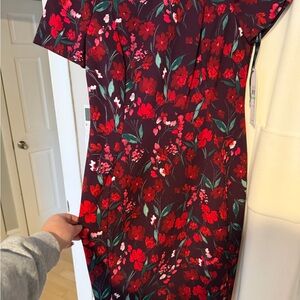 Calvin Klein Red and Green Floral Dress